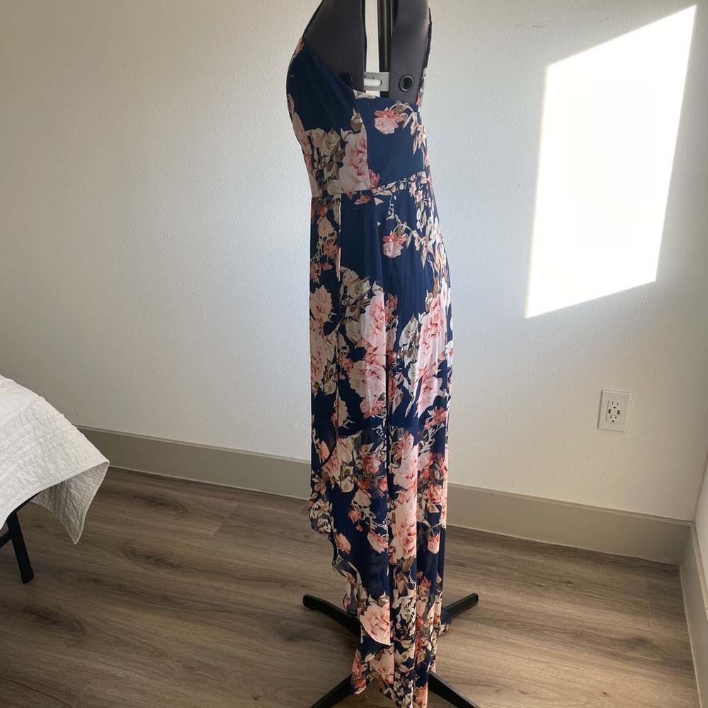 Floral High Low Spaghetti Strap Dress - Picture 6 of 8